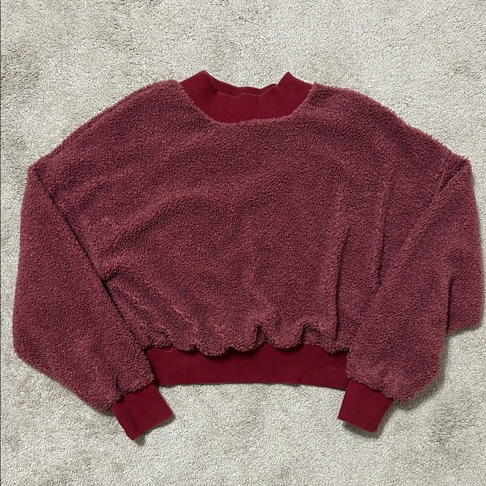 Fabletics Crop Sweater in Deep Berry